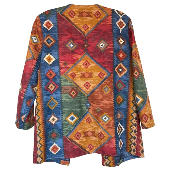 Vintage 90s South Western Geometric Blazer Size Large Boho Rodeo Country Prairie - Picture 5 of 8
